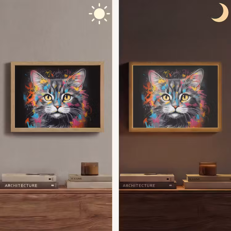 Lightbox - Wandlamp - Kat - Graffiti - Dieren - Kleuren - Grijs — 6