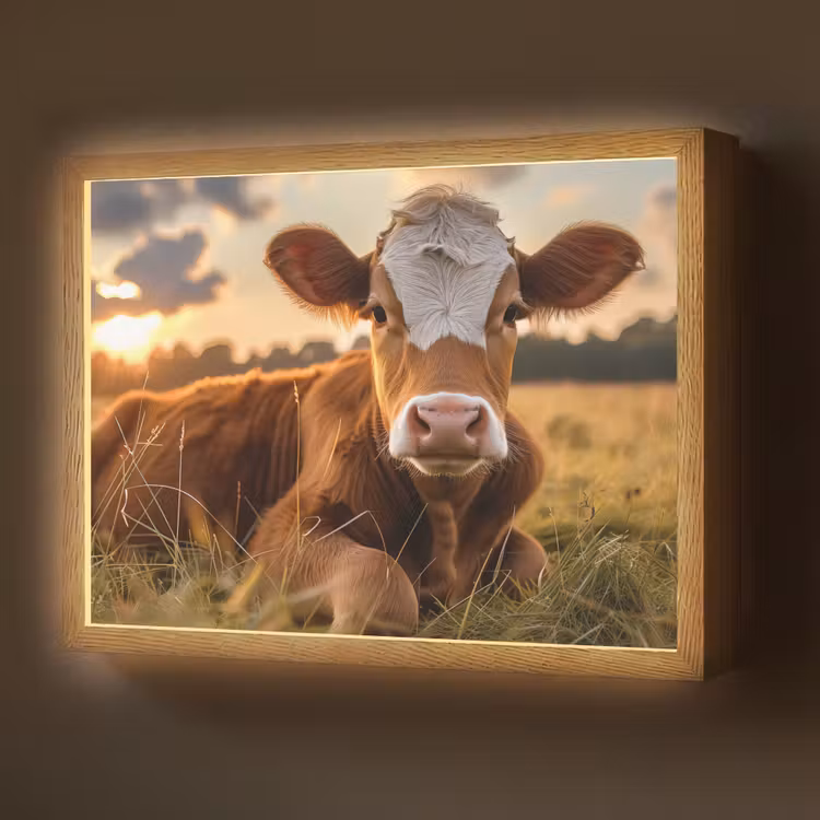 Lightbox - Wandlamp - Koe - Dier - Weiland - Gras - Dieren - Natuur — 1