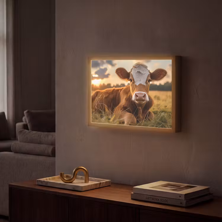 Lightbox - Wandlamp - Koe - Dier - Weiland - Gras - Dieren - Natuur — 2