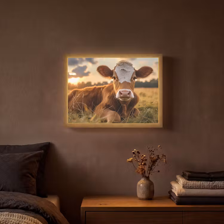 Lightbox - Wandlamp - Koe - Dier - Weiland - Gras - Dieren - Natuur — 3