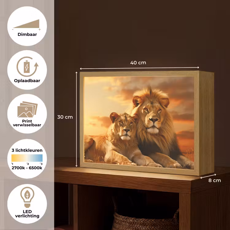 Lightbox - Wandlamp - Leeuwen - Zonsondergang - Afrika - Savanne - Dieren — 10