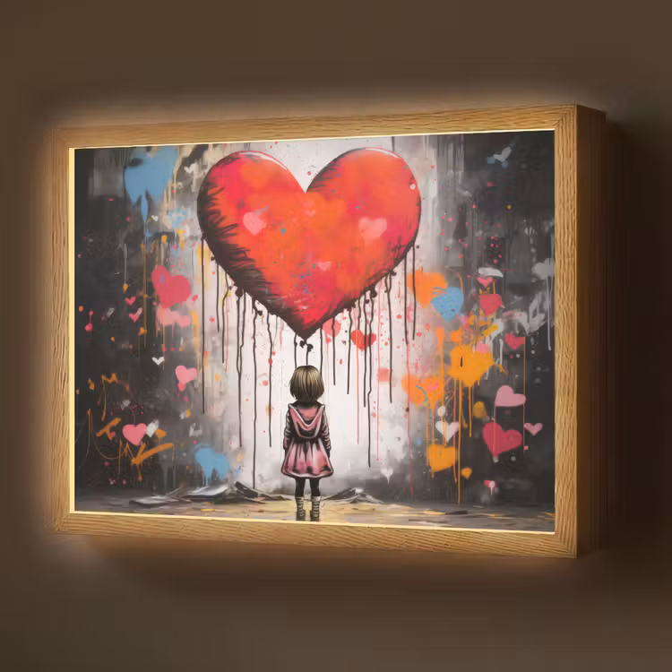 Lightbox - Wandlamp - Meisje - Hart - Graffiti - Kunst - Kleuren - Rood — 1