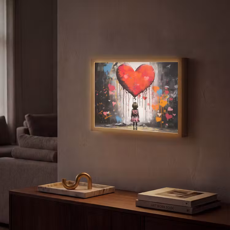 Lightbox - Wandlamp - Meisje - Hart - Graffiti - Kunst - Kleuren - Rood — 2