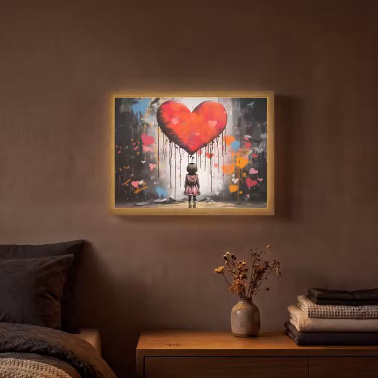 Lightbox - Wandlamp - Meisje - Hart - Graffiti - Kunst - Kleuren - Rood — 3