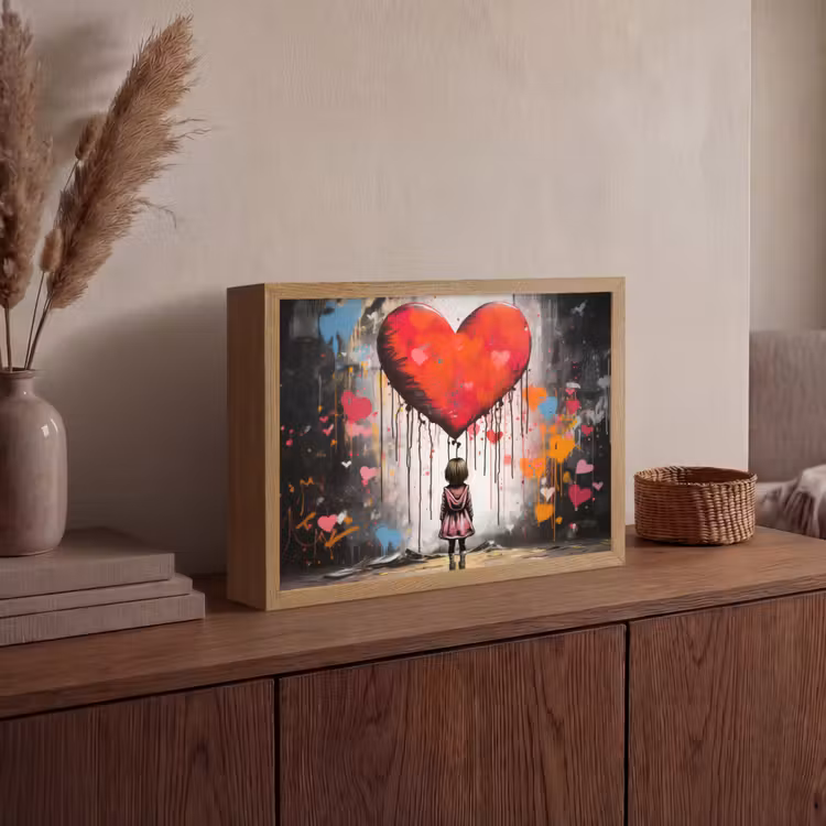 Lightbox - Wandlamp - Meisje - Hart - Graffiti - Kunst - Kleuren - Rood — 4