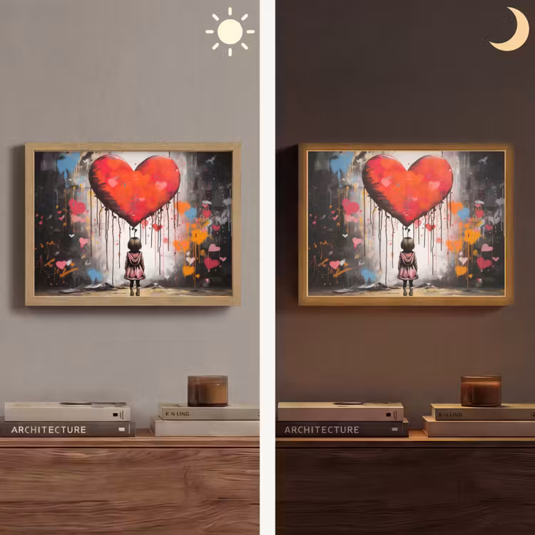 Lightbox - Wandlamp - Meisje - Hart - Graffiti - Kunst - Kleuren - Rood — 6