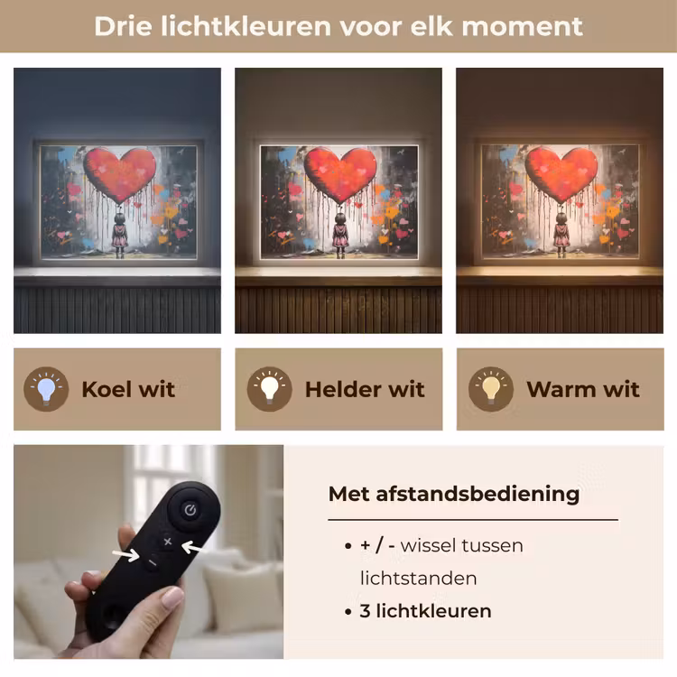 Lightbox - Wandlamp - Meisje - Hart - Graffiti - Kunst - Kleuren - Rood — 8