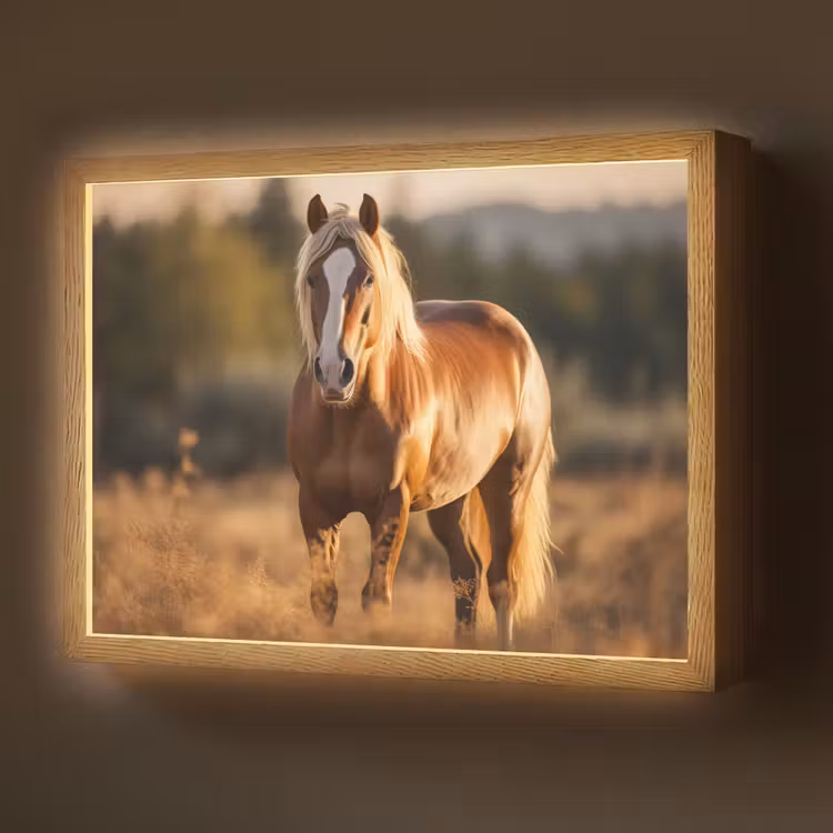 Lightbox - Wandlamp - Paard - Bruin - Natuur - Weiland - Dier — 1