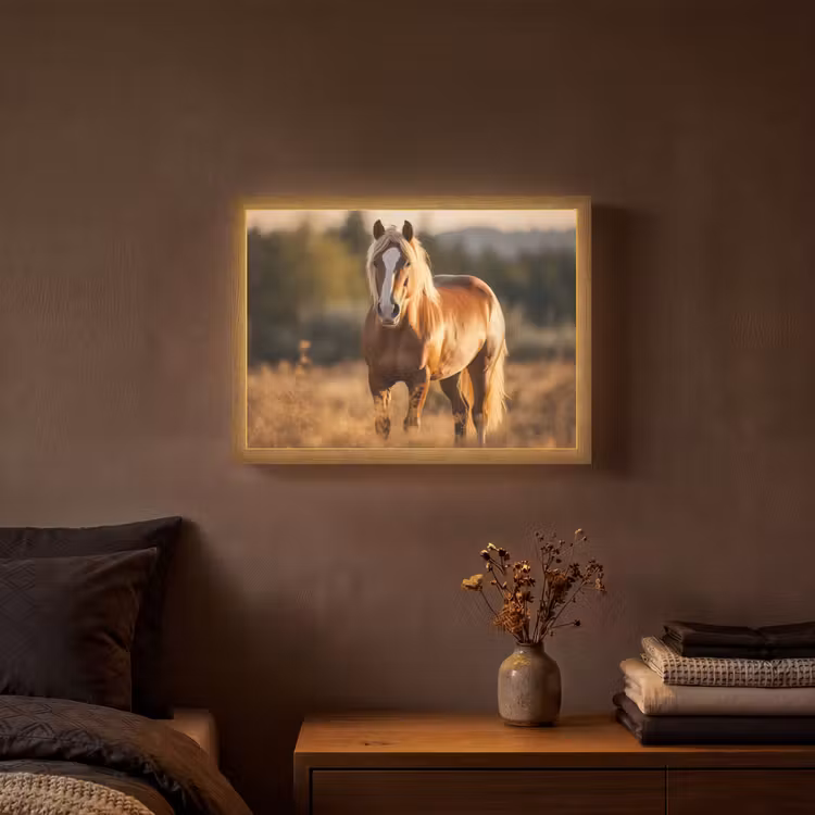 Lightbox - Wandlamp - Paard - Bruin - Natuur - Weiland - Dier — 3