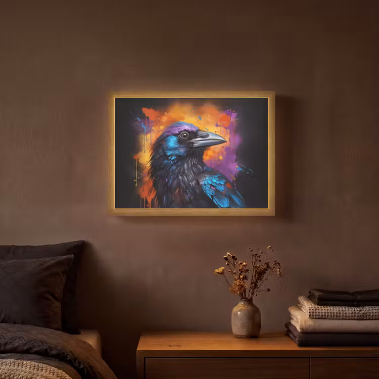 Lightbox - Wandlamp - Vogel - Kraai - Graffiti - Zwart - Dieren — 3