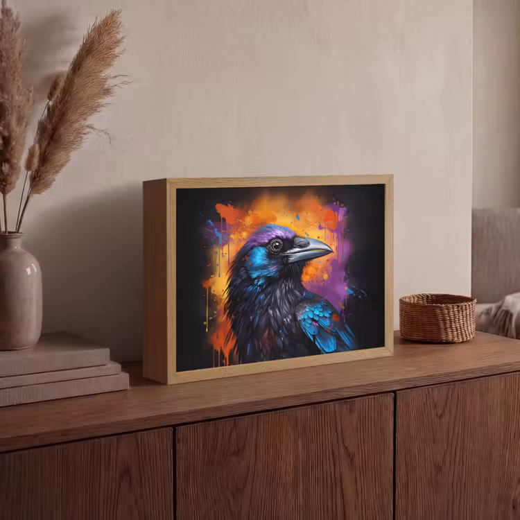 Lightbox - Wandlamp - Vogel - Kraai - Graffiti - Zwart - Dieren — 4
