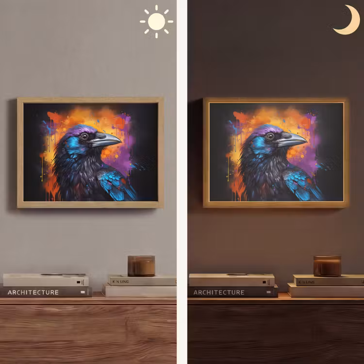 Lightbox - Wandlamp - Vogel - Kraai - Graffiti - Zwart - Dieren — 6