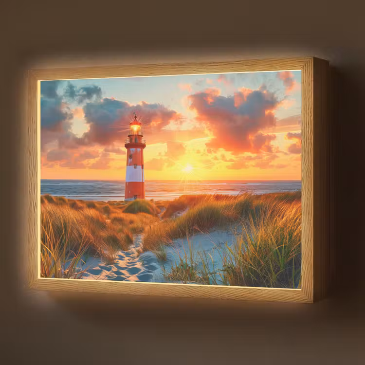 Lightbox - Wandlamp - Vuurtoren - Zonsondergang - Duinen - Horizon — 1