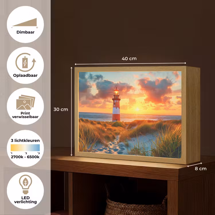 Lightbox - Wandlamp - Vuurtoren - Zonsondergang - Duinen - Horizon — 10