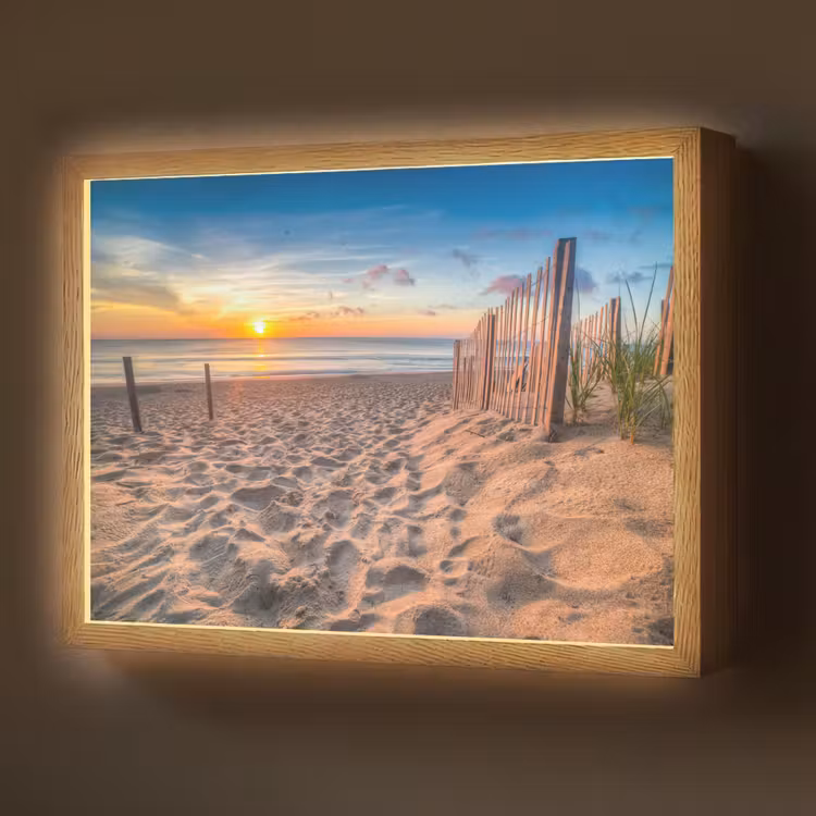 Lightbox - Wandlamp - Duinen - Zonsondergang - Strand - Zee - Horizon — 1