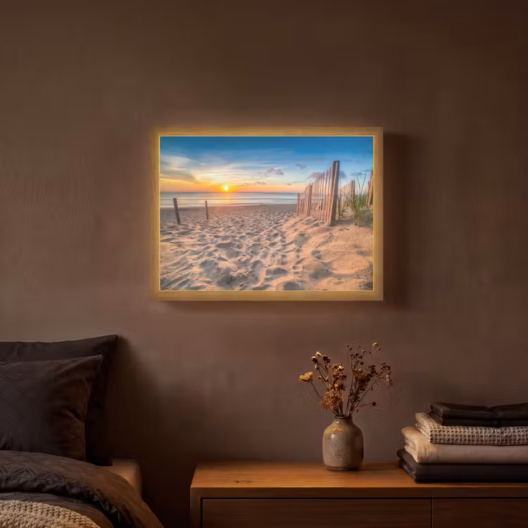 Lightbox - Wandlamp - Duinen - Zonsondergang - Strand - Zee - Horizon — 3
