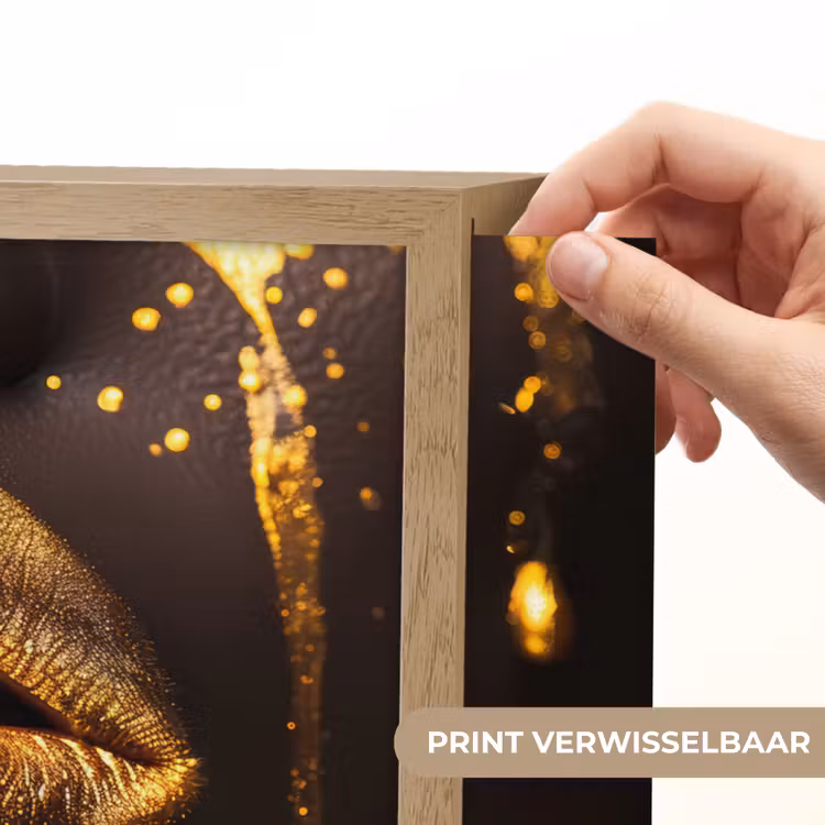 Lightbox - Wandlamp - Gouden lippen - Gezicht - Vrouw - Modern — 5