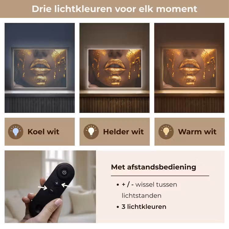Lightbox - Wandlamp - Vrouw - Goud - Gezicht - Verf - Lippen — 8