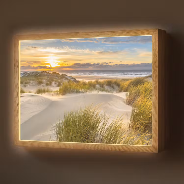 Lightbox - Wandlamp - Zonsondergang - Duinen - Strand - Landschap — 1