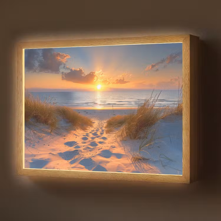 Lightbox - Wandlamp - Zonsondergang - Duinen - Strand - Zee — 1
