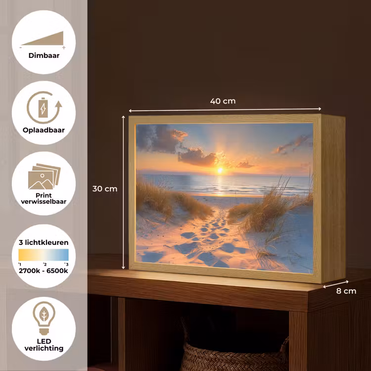 Lightbox - Wandlamp - Zonsondergang - Duinen - Strand - Zee — 10