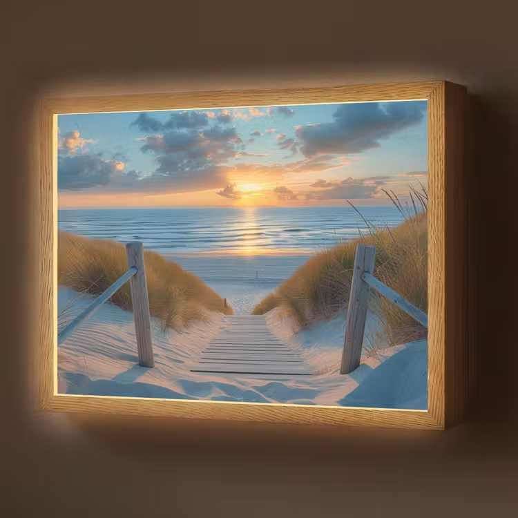 Lightbox - Wandlamp - Zonsondergang - Strand - Zomer - Landschap — 1