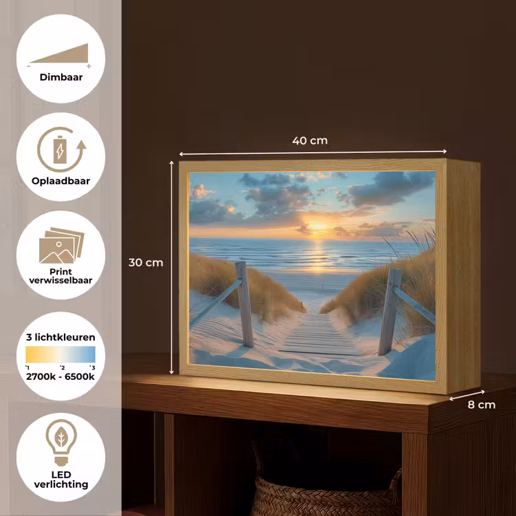 Lightbox - Wandlamp - Zonsondergang - Strand - Zomer - Landschap — 10
