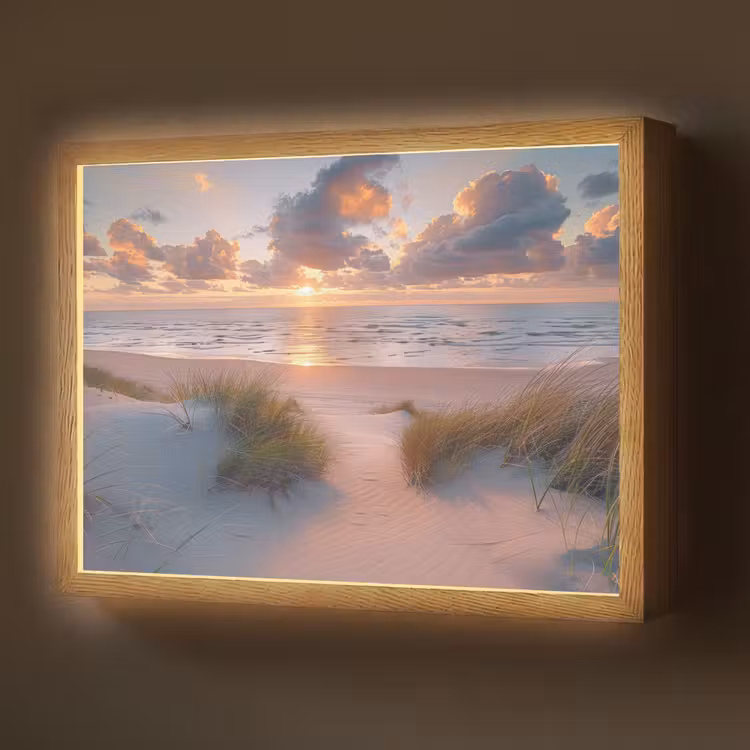 Lightbox - Wandlamp - Zonsondergang - Zee - Strand - Duinen - Natuur — 1