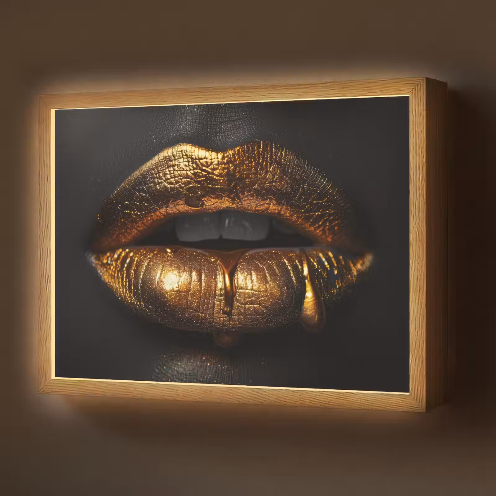 Lightbox - Wandlamp - Lippen - Goud - Abstract - Zwart - Aesthetic — 1