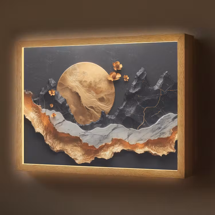 Lightbox - Wandlamp - Kunst - Goud - Modern - Abstract — 1