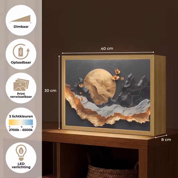Lightbox - Wandlamp - Kunst - Goud - Modern - Abstract — 10