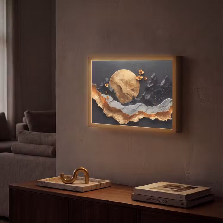 Lightbox - Wandlamp - Kunst - Goud - Modern - Abstract — 2