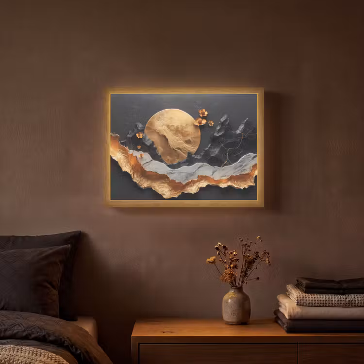 Lightbox - Wandlamp - Kunst - Goud - Modern - Abstract — 3
