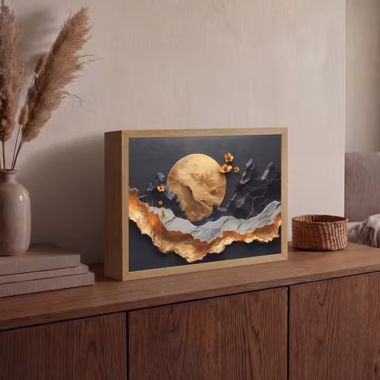 Lightbox - Wandlamp - Kunst - Goud - Modern - Abstract — 4