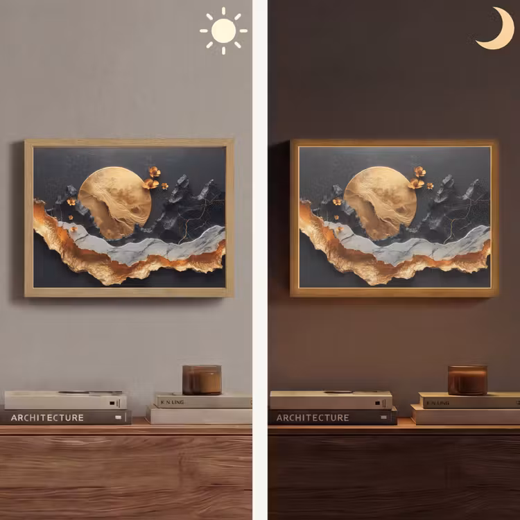Lightbox - Wandlamp - Kunst - Goud - Modern - Abstract — 6