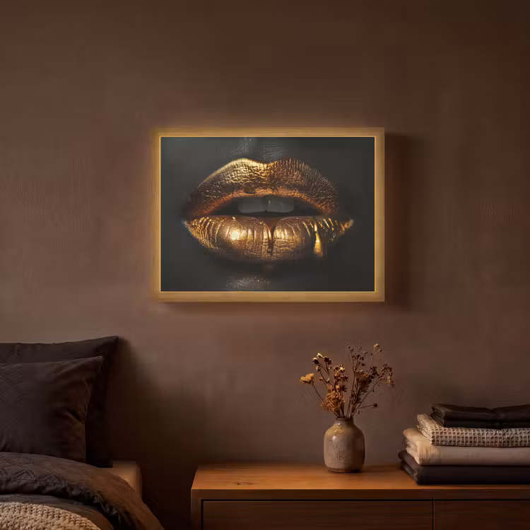 Lightbox - Wandlamp - Lippen - Goud - Abstract - Zwart - Aesthetic — 3