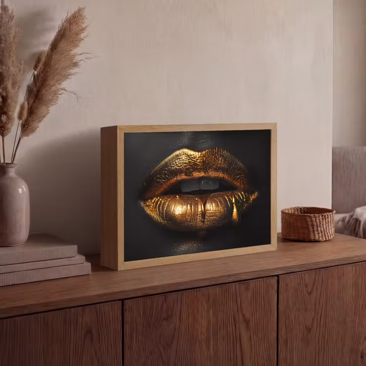Lightbox - Wandlamp - Lippen - Goud - Abstract - Zwart - Aesthetic — 4