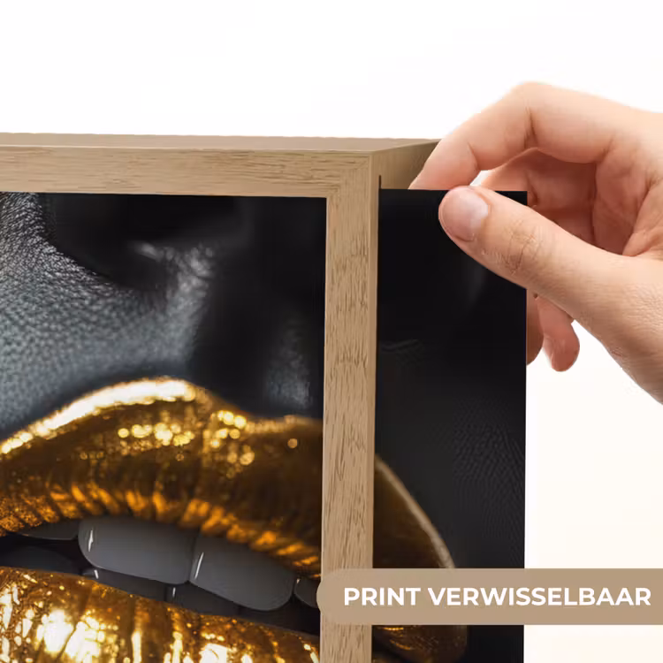 Lightbox - Wandlamp - Lippen - Goud - Abstract - Zwart - Vrouw — 5