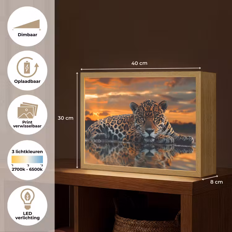 Lightbox - Wandlamp - Natuur - Luipaard - Dier - Zonsondergang - Modern — 10