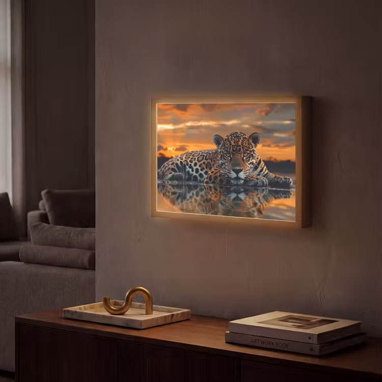 Lightbox - Wandlamp - Natuur - Luipaard - Dier - Zonsondergang - Modern — 2