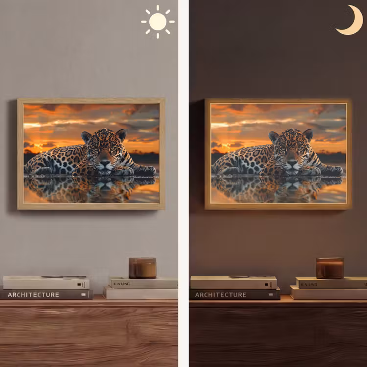 Lightbox - Wandlamp - Natuur - Luipaard - Dier - Zonsondergang - Modern — 6