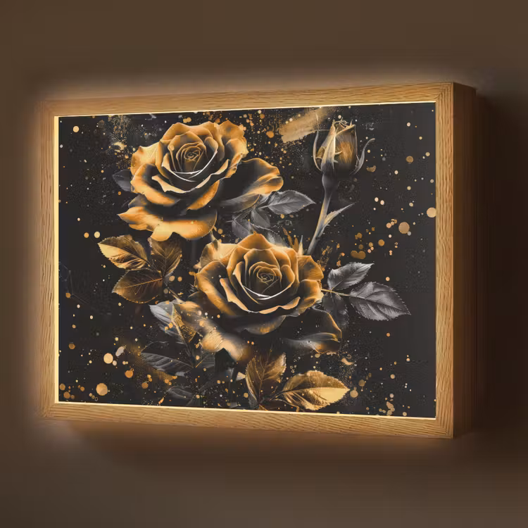 Lightbox - Wandlamp - Rozen - Goud - Zwart - Bloemen - Modern — 1