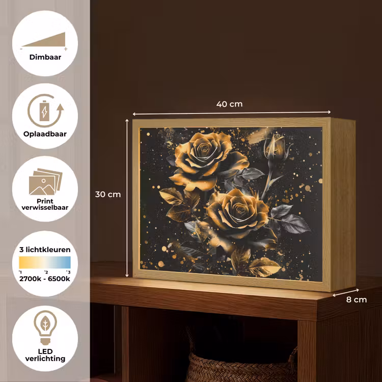 Lightbox - Wandlamp - Rozen - Goud - Zwart - Bloemen - Modern — 10