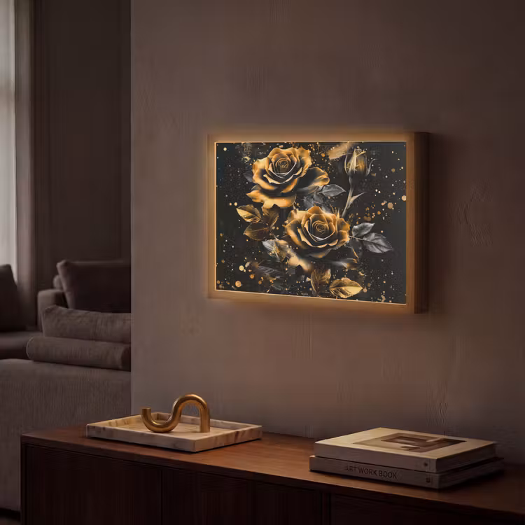 Lightbox - Wandlamp - Rozen - Goud - Zwart - Bloemen - Modern — 2
