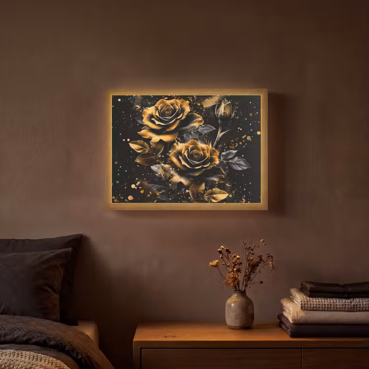 Lightbox - Wandlamp - Rozen - Goud - Zwart - Bloemen - Modern — 3