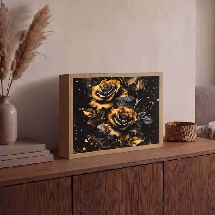Lightbox - Wandlamp - Rozen - Goud - Zwart - Bloemen - Modern — 4