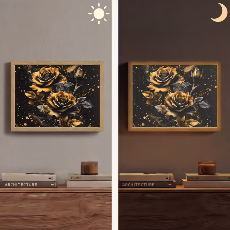 Lightbox - Wandlamp - Rozen - Goud - Zwart - Bloemen - Modern — 6