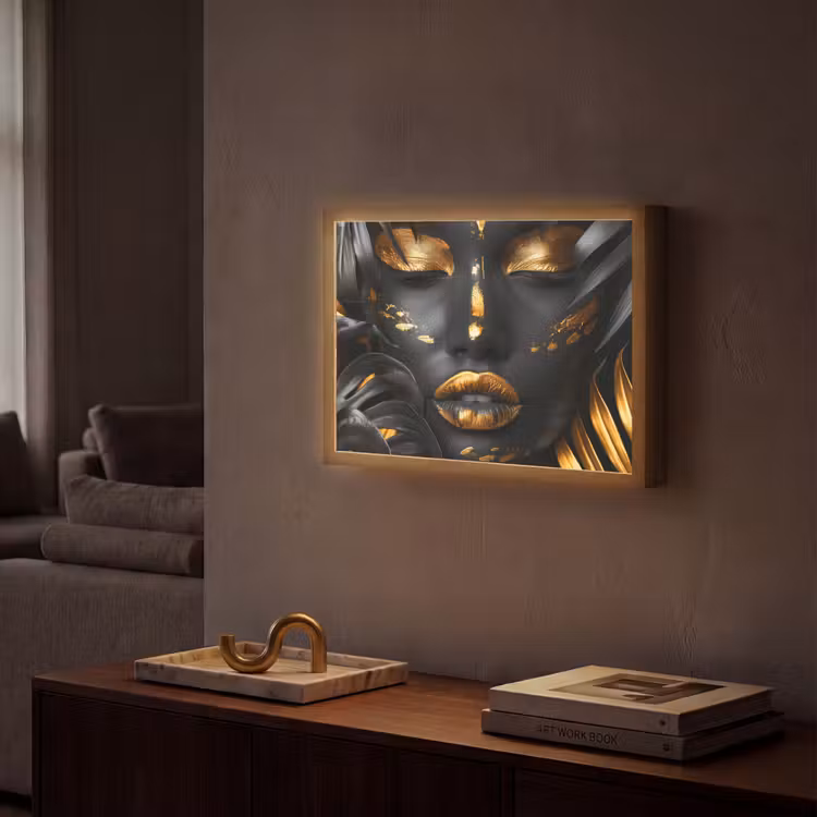 Lightbox - Wandlamp - Vrouw - Goud - Natuur - Portret - Modern — 2
