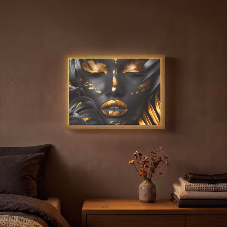 Lightbox - Wandlamp - Vrouw - Goud - Natuur - Portret - Modern — 3