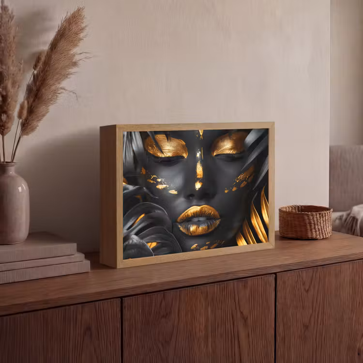 Lightbox - Wandlamp - Vrouw - Goud - Natuur - Portret - Modern — 4